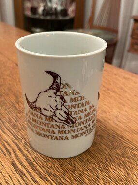 Charles Myers Indian Arts Montana Steer Skulls Souvenir Coffee Cup Mug 10 ounces